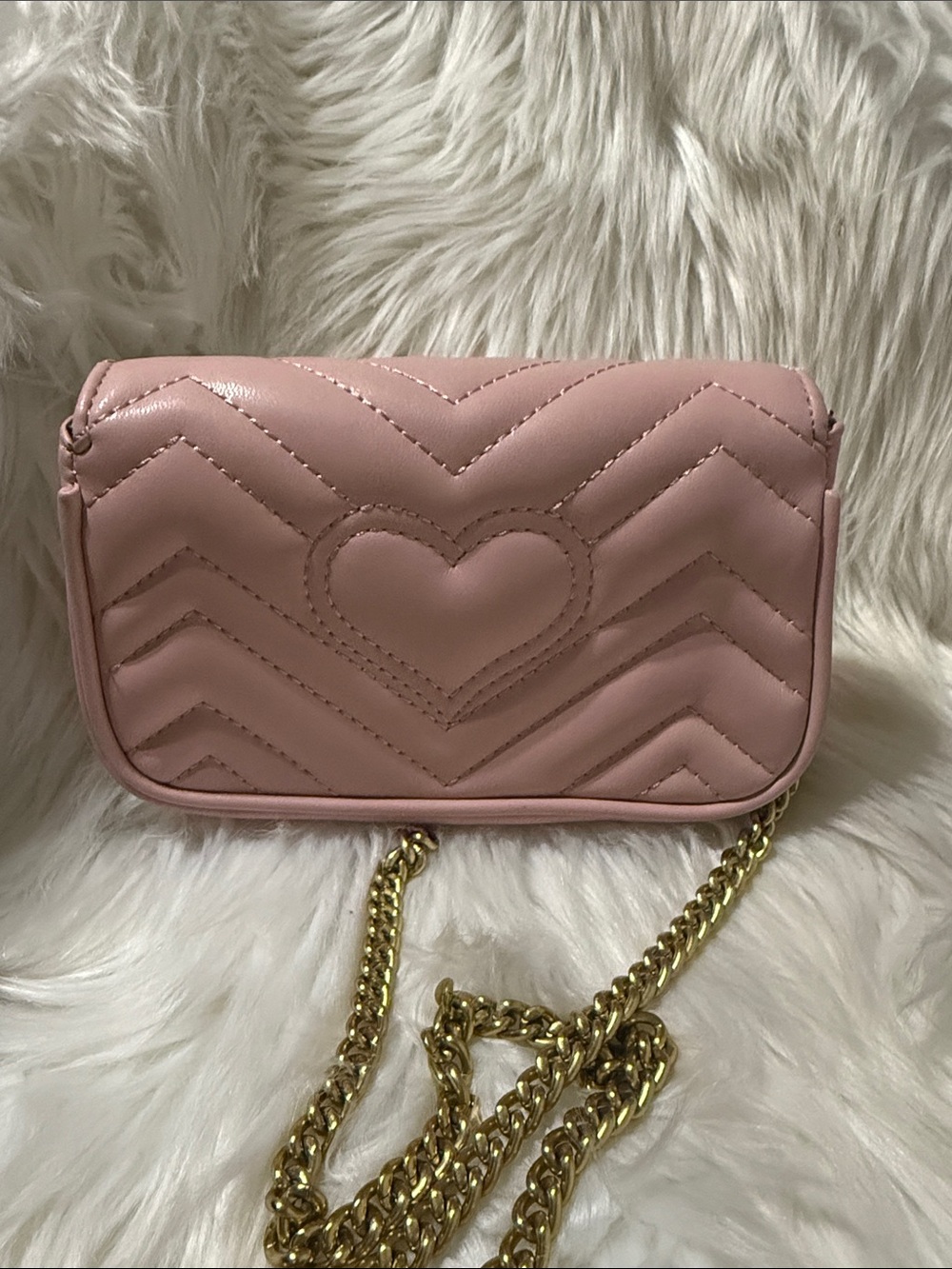 Fashion to Figure mini pink Quilted Crossbody with Gold Chain